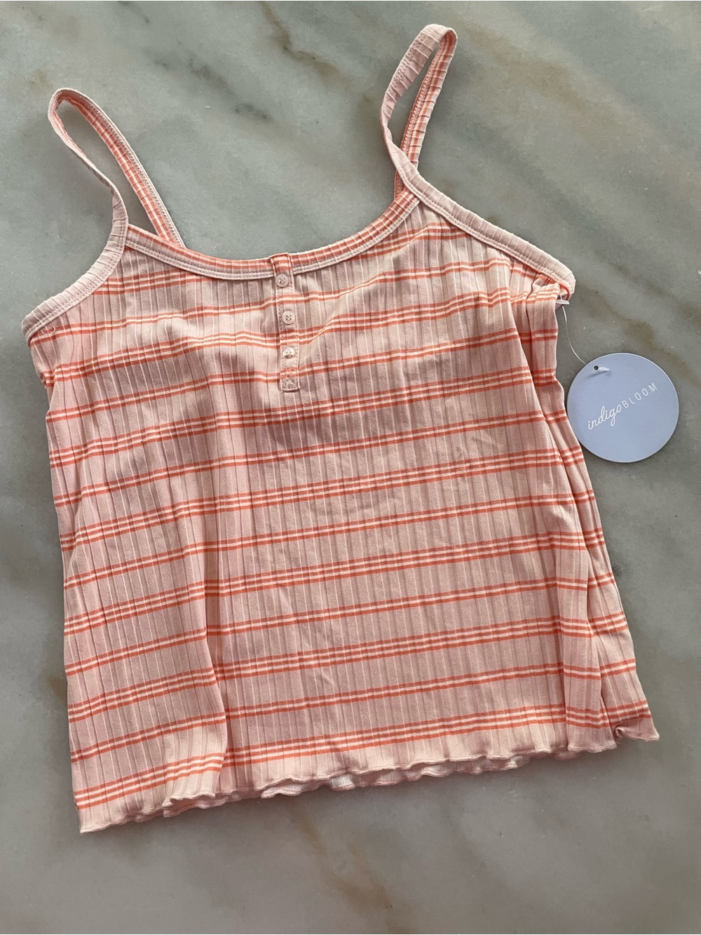 NWT Pink Striped Ribbed Cami Tank Top size L